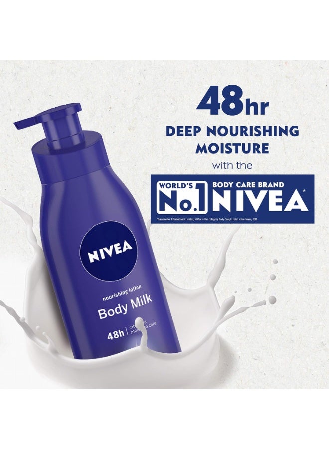NIVEA Body Lotion, Nourishing Body Milk, 400 ml - in Eco-Friendly NIVEA Care Box | For Very Dry Skin | 2x Almond Oil - Image 3